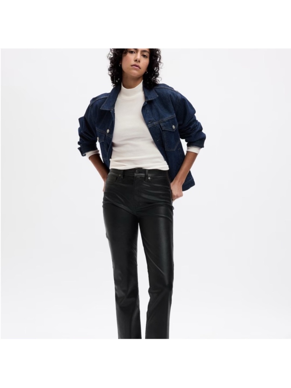 Gap High Rise Vegan Leather Vintage Slim Pants Size 4Tall New with tags